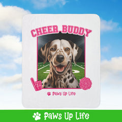 Dalmation Football Cheer Buddy Cheerleading Dog Fleece Sherpa Blanket - Perfect for Snuggling and Cozy Napping | Paws Up Life, LLC