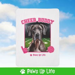 Great Dane Football Cheer Buddy Cheerleading Dog Fleece Sherpa Blanket - Perfect for Snuggling and Cozy Napping | Paws Up Life, LLC