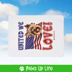 "United We Love" Yorkshire Terrier Patriotic Fleece Sherpa Blanket - Perfect for Snuggling and Cozy Napping