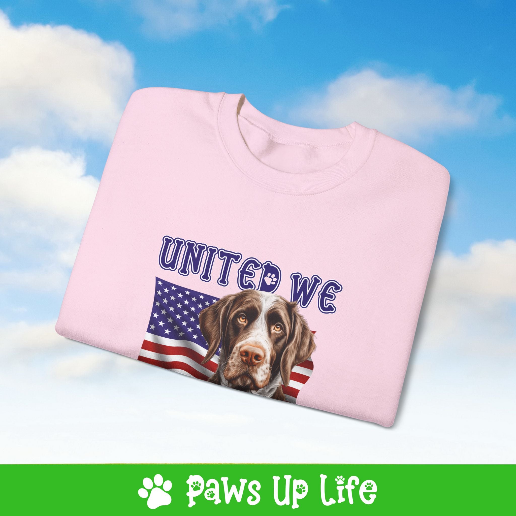 German Wirehaired Pointer Dog United We Love Dog Crewneck Sweatshirt, Unisex Gift for Animal Lovers, Dog Mom Dad Sweatshirt, Cute Dog Lover Apparel, Fun Pet | Paws Up Life, LLC