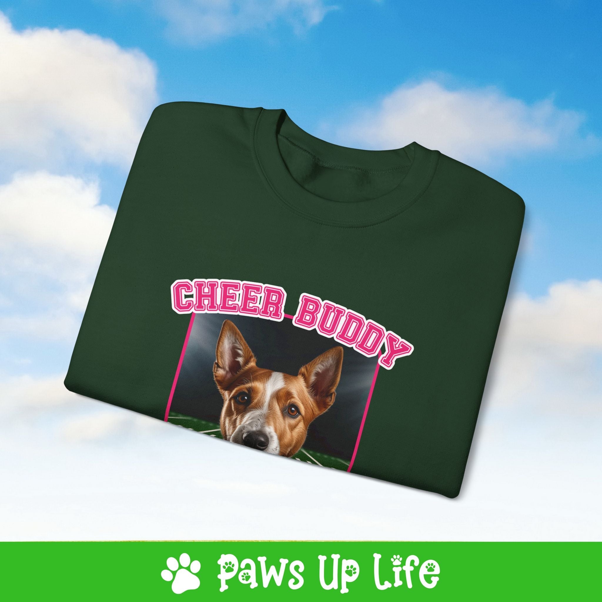 Fox Terrier Football Cheer Buddy Cheerleading Dog Crewneck Sweatshirt, Unisex Gift for Animal Lovers, Dog Mom Dad Sweatshirt, Cute Dog Lover Apparel, Fun Pet | Paws Up Life, LLC