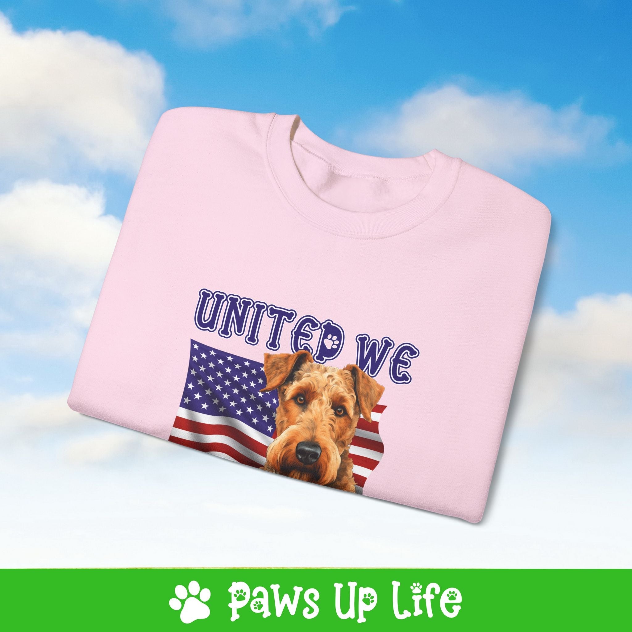Airedale Terrier Dog United We Love Dog Crewneck Sweatshirt, Unisex Gift for Animal Lovers, Dog Mom Dad Sweatshirt, Cute Dog Lover Apparel, Fun Pet | Paws Up Life, LLC