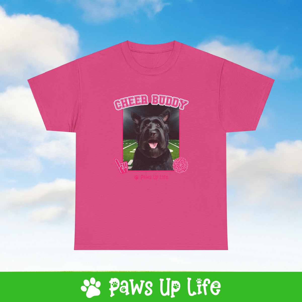 Black Russian Terrier Football Cheer Buddy Cheerleading Dog Tee, Shirt, Unisex Pet Lover Gift, Dog Mom Dad Tshirt, Animal Rescue Advocate, Cute Puppy Graphic Top Classic Collar | Paws Up Life, LLC