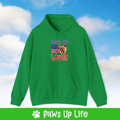 "United We Love" Yorkshire Terrier Unisex Hoodie – Fun Patriotic Dog Lover Cozy Cotton Blend Hooded Sweater, Perfect Gift for Pet Parents!