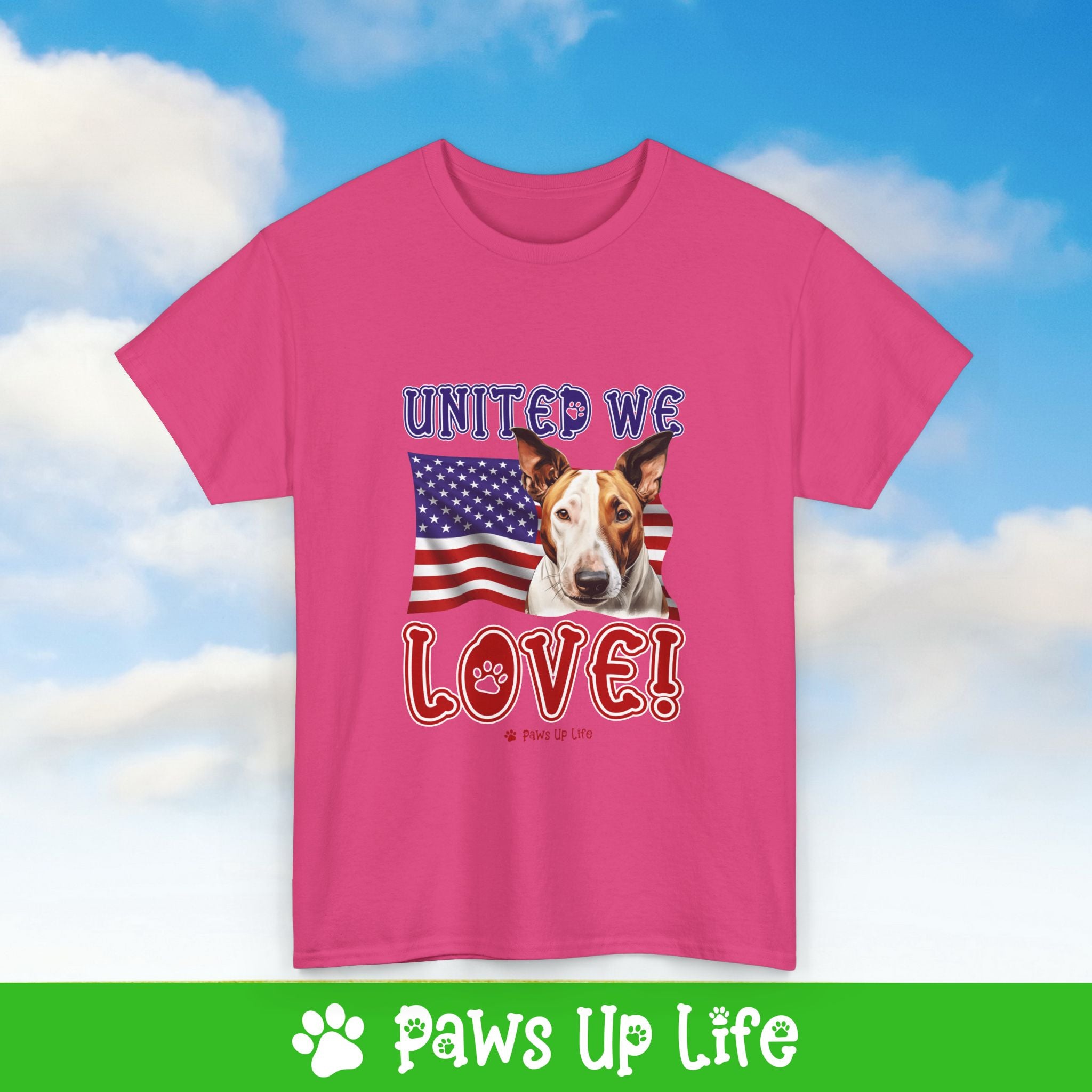 Bull Terrier Dog United We Love Dog Tee, Shirt, Unisex Pet Lover Gift, Dog Mom Dad Tshirt, Animal Rescue Advocate, Cute Puppy Graphic Top Classic Collar | Paws Up Life, LLC