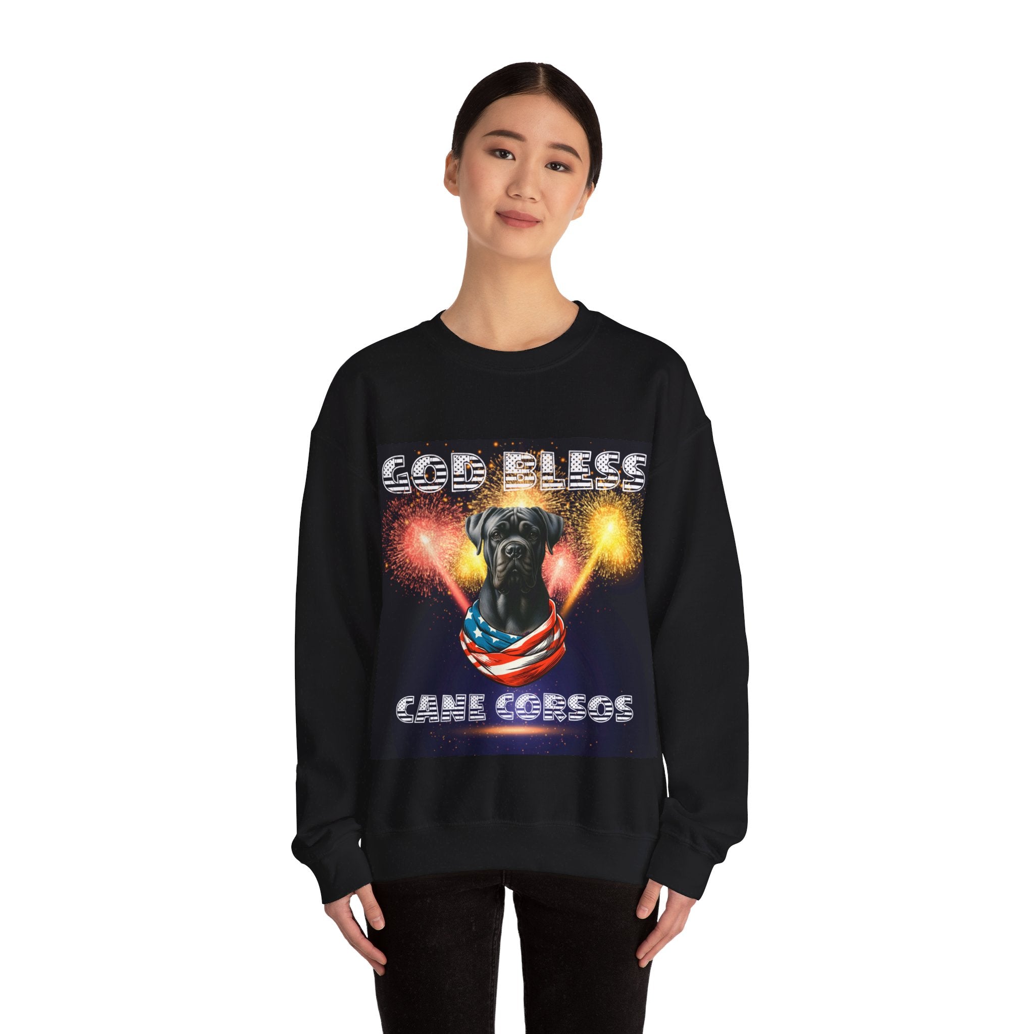 God Bless Cane Corso Patriotic Unisex Sweatshirt Heavy Blend™ Crewneck | Paws Up Life, LLC