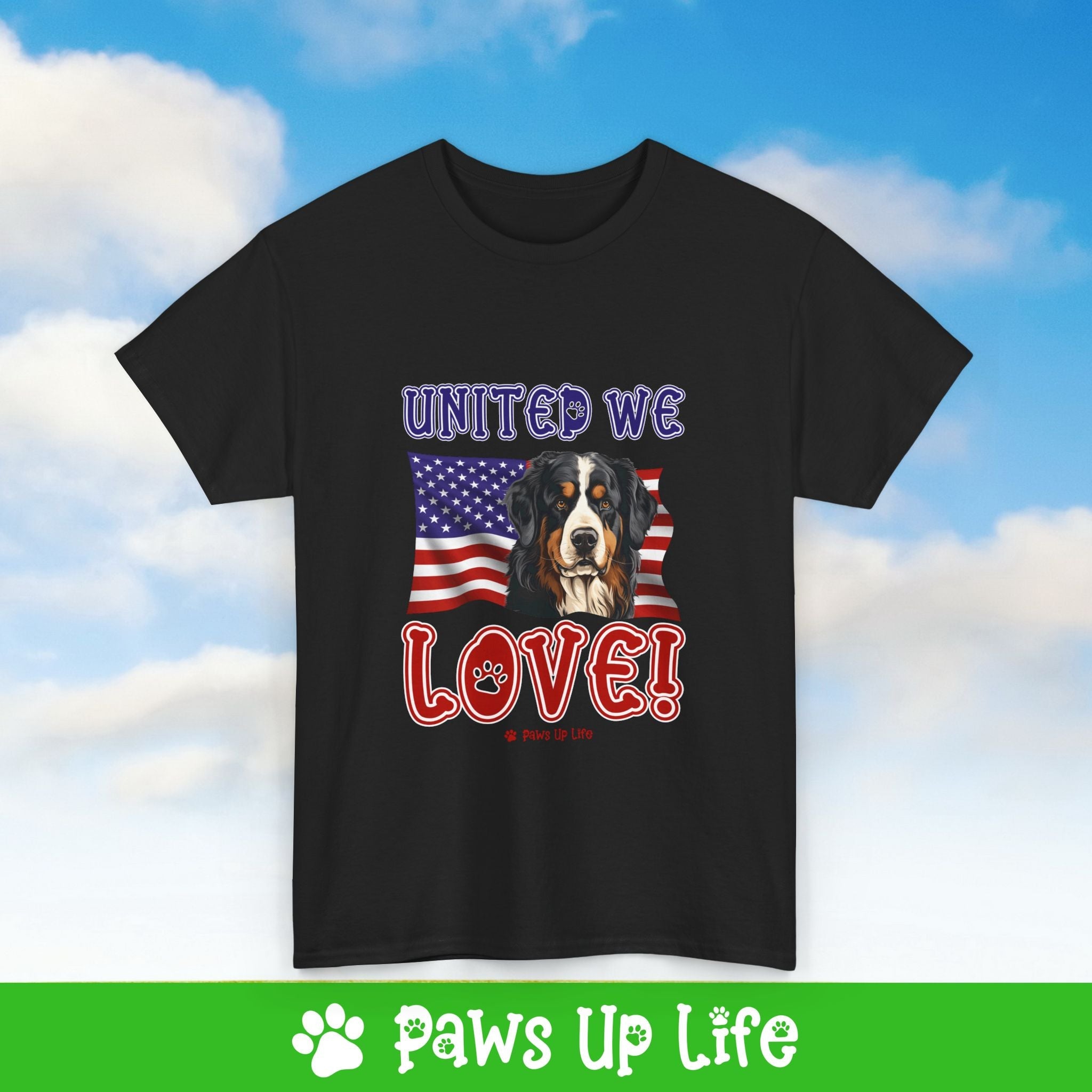 Bernese Mountain Dog United We Love Dog Tee, Shirt, Unisex Pet Lover Gift, Dog Mom Dad Tshirt, Animal Rescue Advocate, Cute Puppy Graphic Top Classic Collar