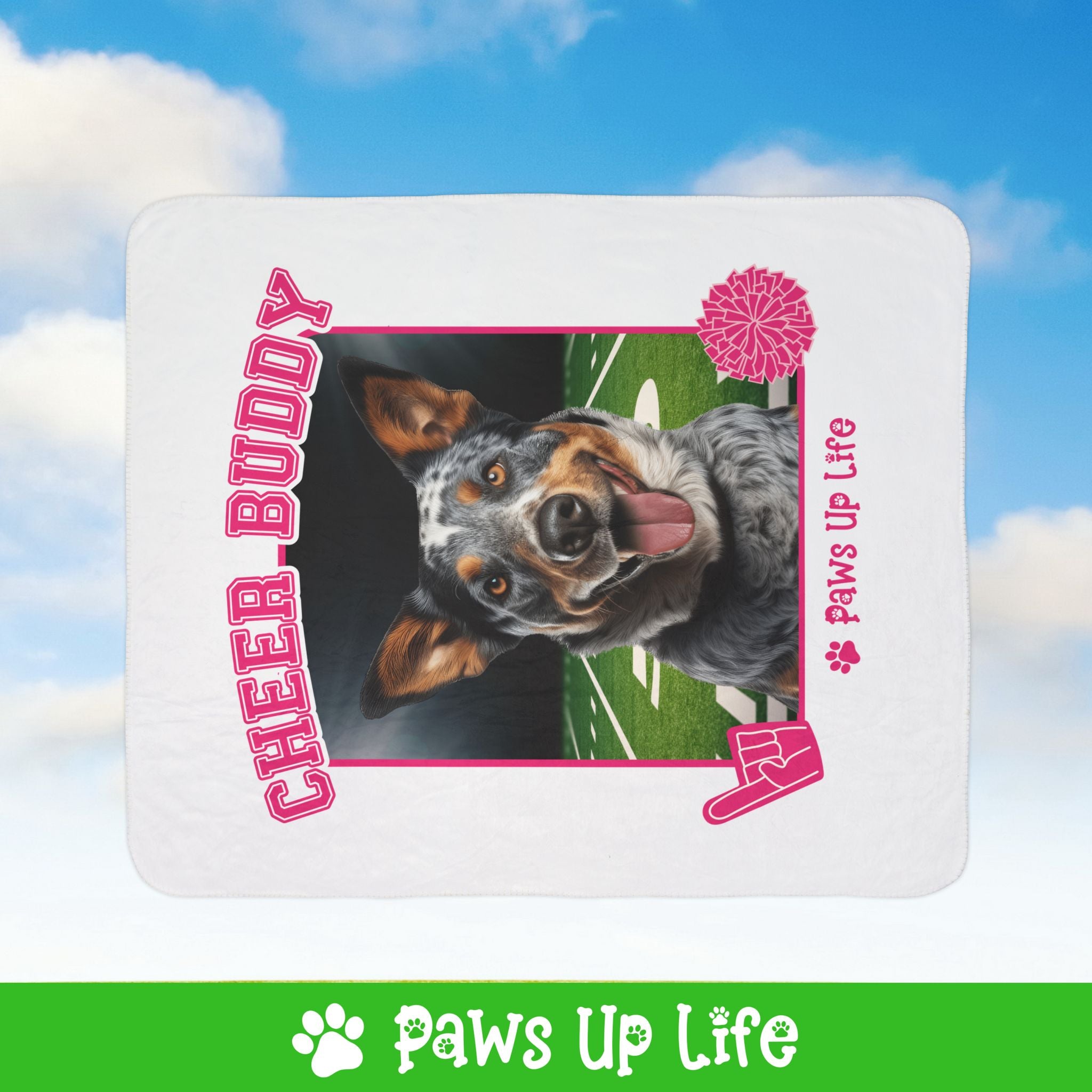 Australian Cattle Dog Cheer Buddy Cheerleading Dog Fleece Sherpa Blanket - Perfect for Snuggling and Cozy Napping | Paws Up Life, LLC