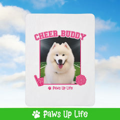 Samoyed Football Cheer Buddy Cheerleading Dog Fleece Sherpa Blanket - Perfect for Snuggling and Cozy Napping