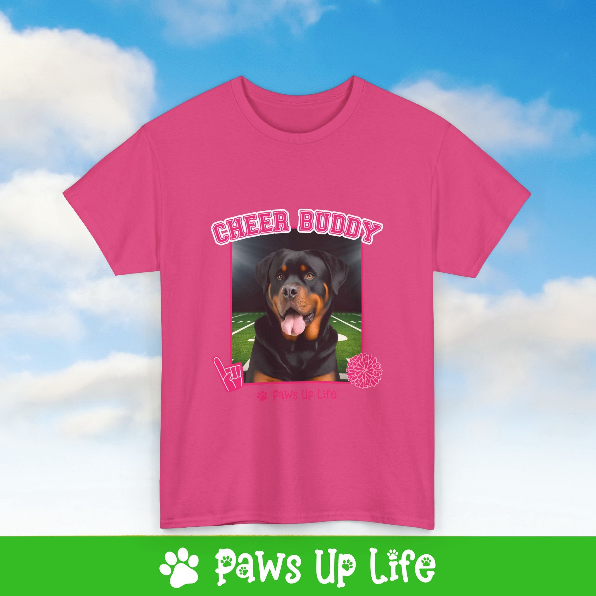 Rottweiler Football Cheer Buddy Cheerleading Dog Tee, Shirt, Unisex Pet Lover Gift, Dog Mom Dad Tshirt, Animal Rescue Advocate, Cute Puppy Graphic Top Classic Collar | Paws Up Life, LLC