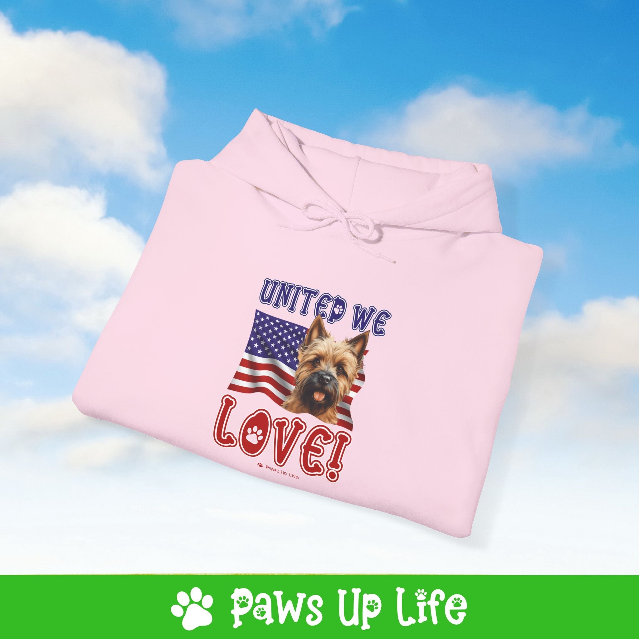 Cairn Terrier Dog United We Love Unisex Hoodie Hooded Sweatshirt Classic Comfy Cotton | Paws Up Life, LLC