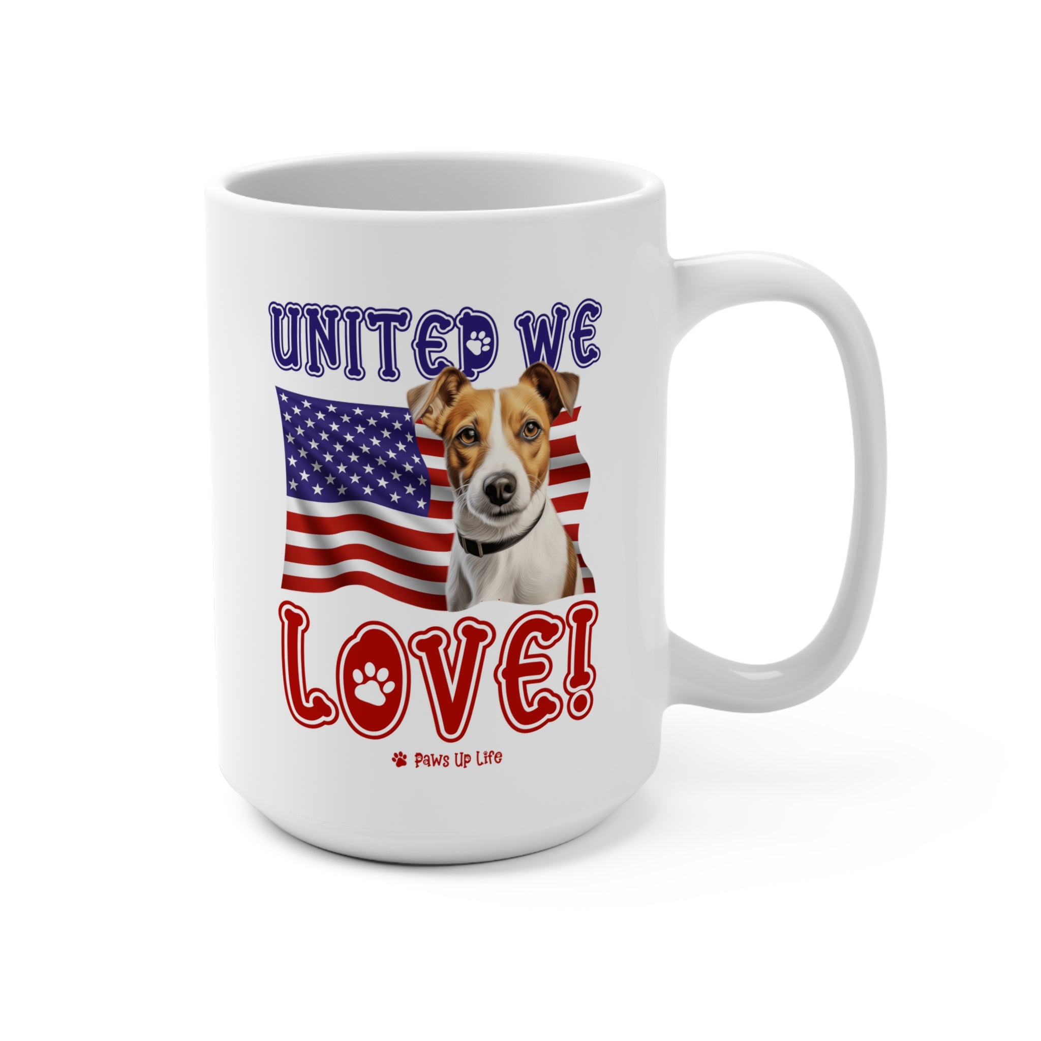 Jack Russell Dog United We Love 15oz Large Coffee Mug Ceramic Drinkware Tea Washable | Paws Up Life, LLC