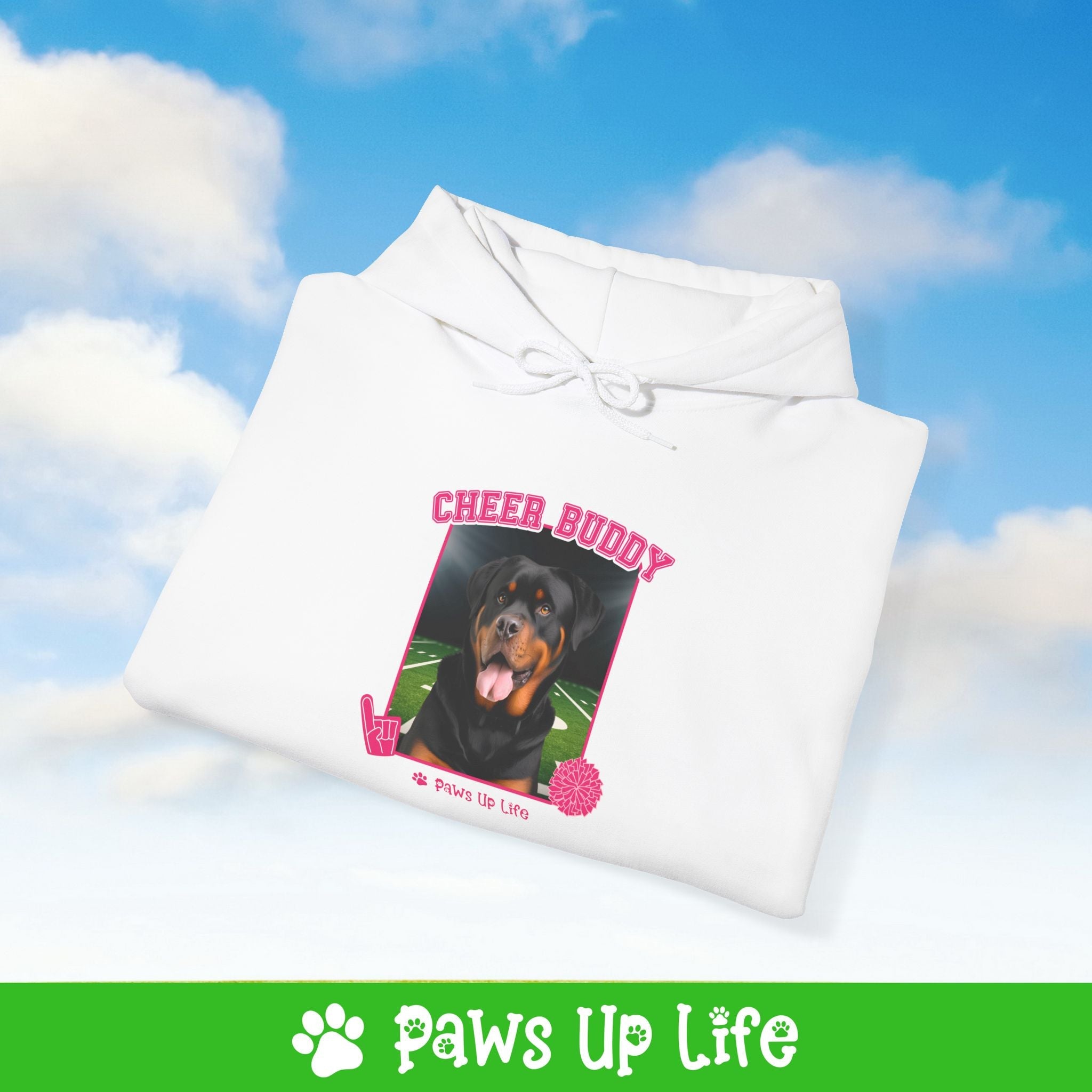 Rottweiler Football Cheer Buddy Cheerleading Dog Unisex Hoodie Hooded Sweatshirt Classic Comfy Cotton | Paws Up Life, LLC