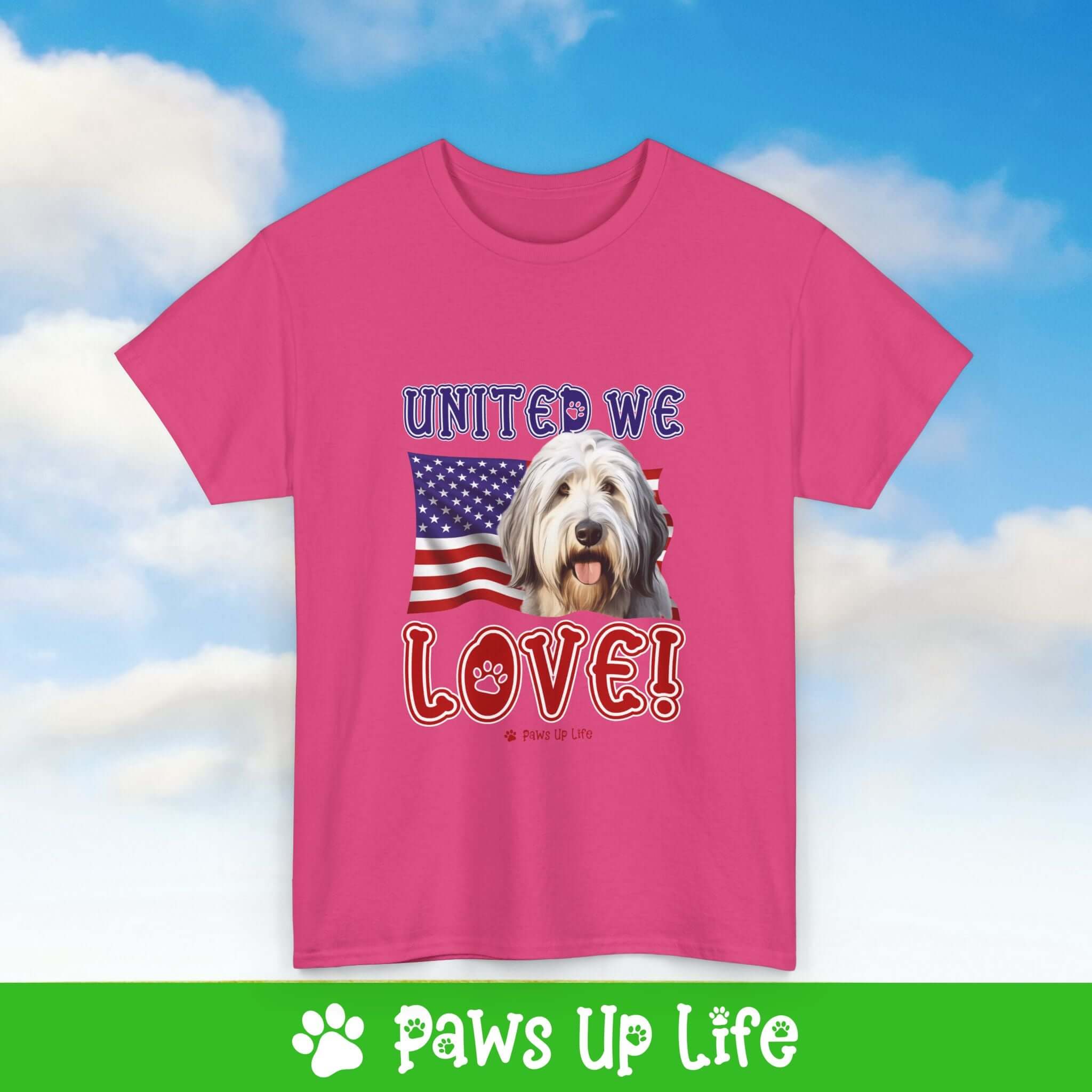 Old English Sheepdog Dog United We Love Dog Tee, Shirt, Unisex Pet Lover Gift, Dog Mom Dad Tshirt, Animal Rescue Advocate, Cute Puppy Graphic Top Classic Collar | Paws Up Life, LLC