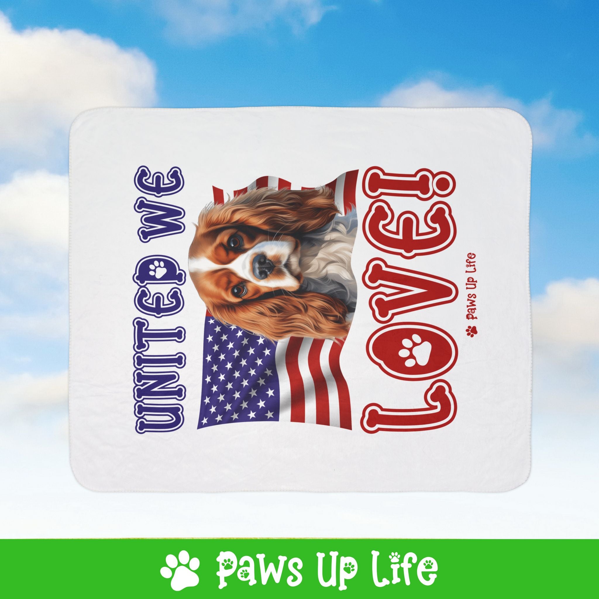 Cavalier King Charles Spaniel Dog United We Love Fleece Sherpa Blanket - Perfect for Snuggling and Cozy Napping | Paws Up Life, LLC