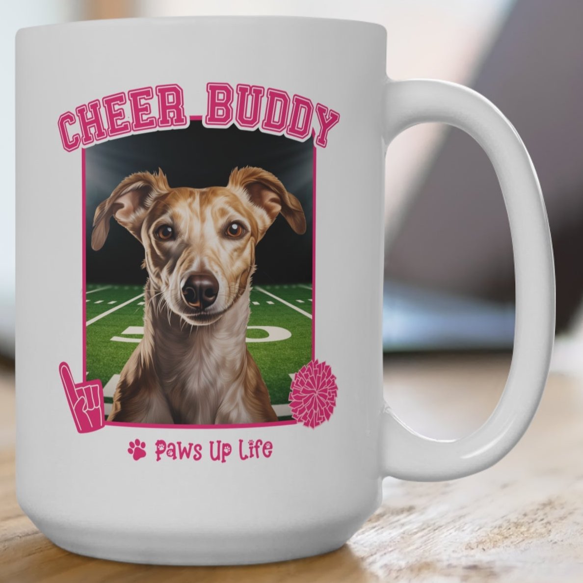 Whippet Football Cheer Buddy Cheerleading Dog 15oz Large Coffee Mug Ceramic Drinkware Tea Washable | Paws Up Life, LLC
