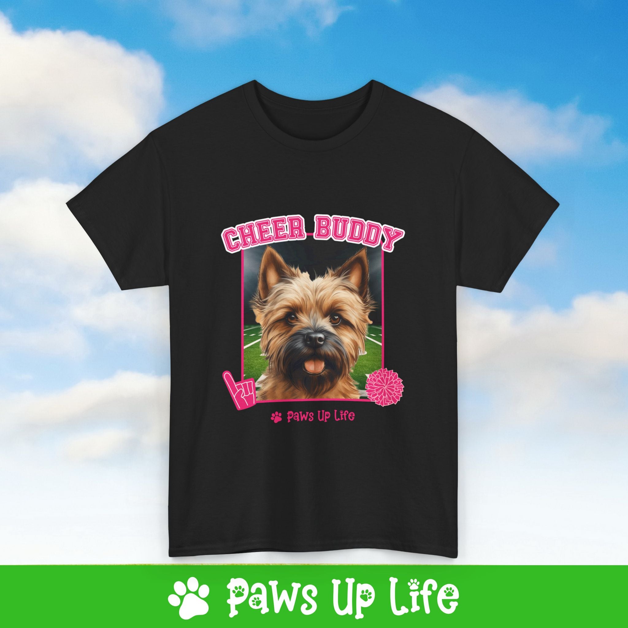 Cairn Terrier Football Cheer Buddy Cheerleading Dog Tee, Shirt, Unisex Pet Lover Gift, Dog Mom Dad Tshirt, Animal Rescue Advocate, Cute Puppy Graphic Top Classic Collar | Paws Up Life, LLC