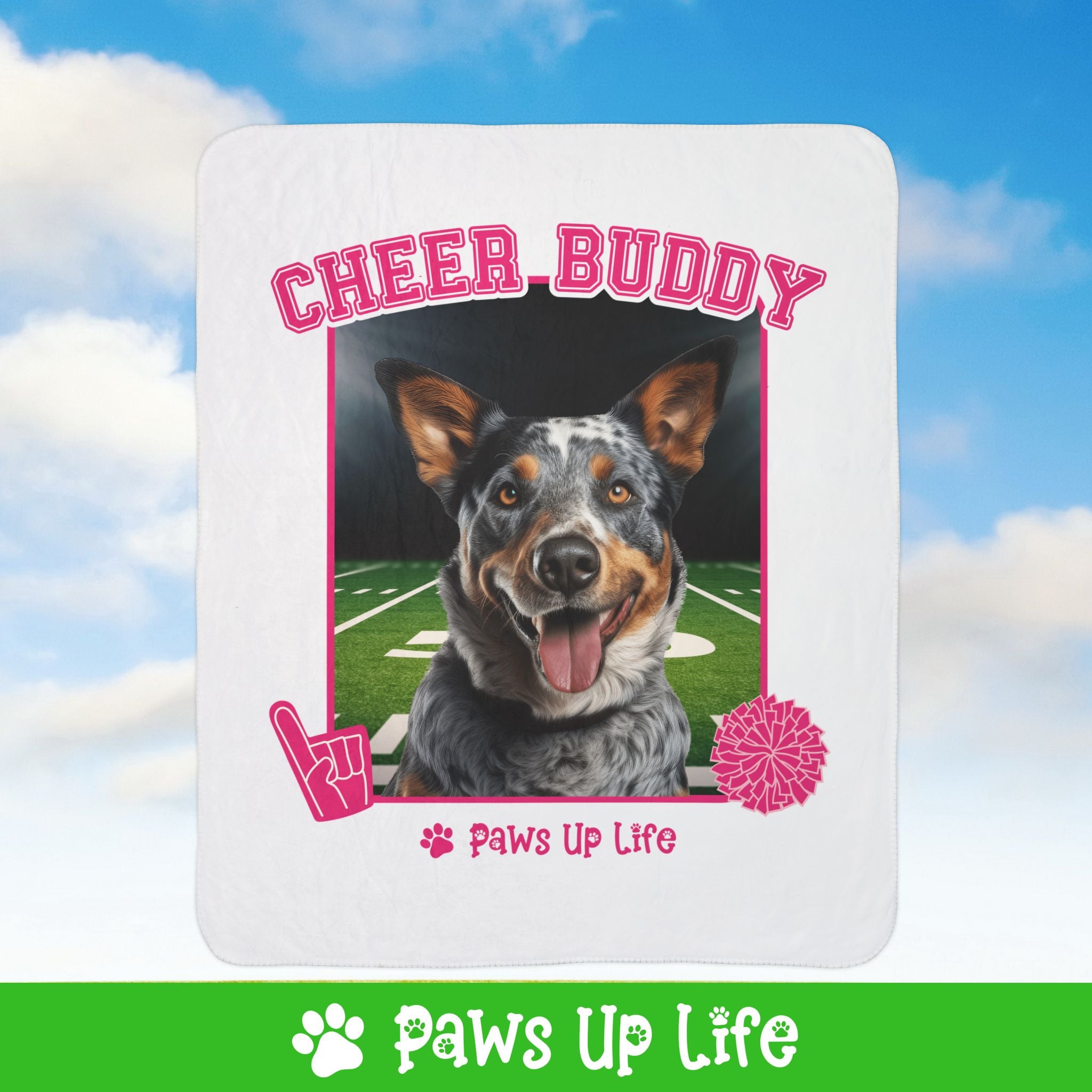 Australian Cattle Dog Cheer Buddy Cheerleading Dog Fleece Sherpa Blanket - Perfect for Snuggling and Cozy Napping | Paws Up Life, LLC