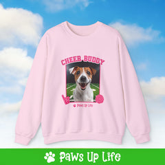 Jack Russell Football Cheer Buddy Cheerleading Dog Crewneck Sweatshirt, Unisex Gift for Animal Lovers, Dog Mom Dad Sweatshirt, Cute Dog Lover Apparel, Fun Pet | Paws Up Life, LLC