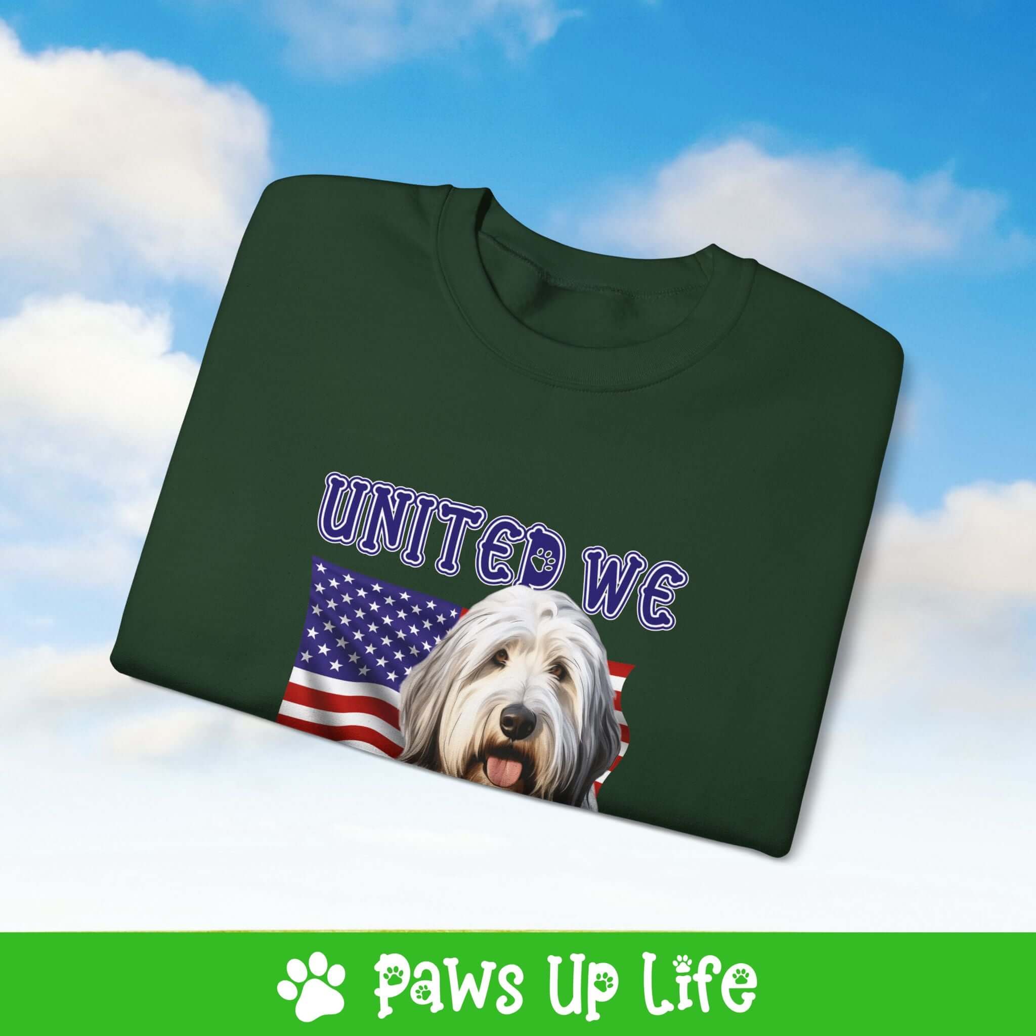 Old English Sheepdog Dog United We Love Dog Crewneck Sweatshirt, Unisex Gift for Animal Lovers, Dog Mom Dad Sweatshirt, Cute Dog Lover Apparel, Fun Pet | Paws Up Life, LLC