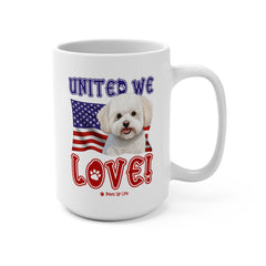 Bichon Frise Dog United We Love 15oz Large Coffee Mug Ceramic Drinkware Tea Washable