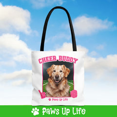 Golden Retriever Football Cheer Buddy Tote Bag - Choose from 3 Sizes