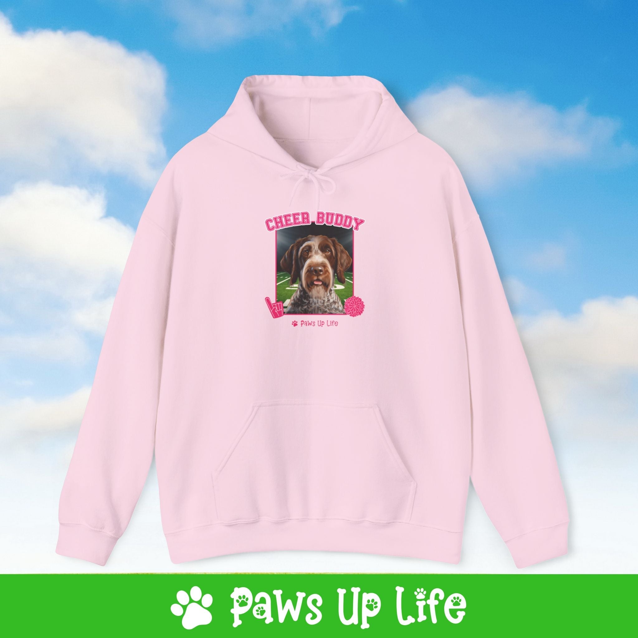 German Wirehaired Pointer Football Cheer Buddy Cheerleading Dog Unisex Hoodie Hooded Sweatshirt Classic Comfy Cotton | Paws Up Life, LLC