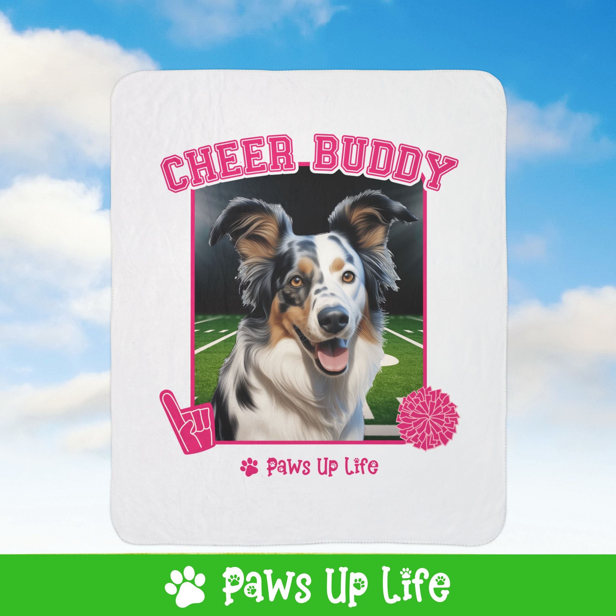 Australian Koolie Cheer Buddy Cheerleading Dog Fleece Sherpa Blanket - Perfect for Snuggling and Cozy Napping | Paws Up Life, LLC