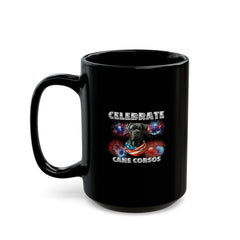 Celebrate Cane Corso Dog Patriotic Black Mug 15oz