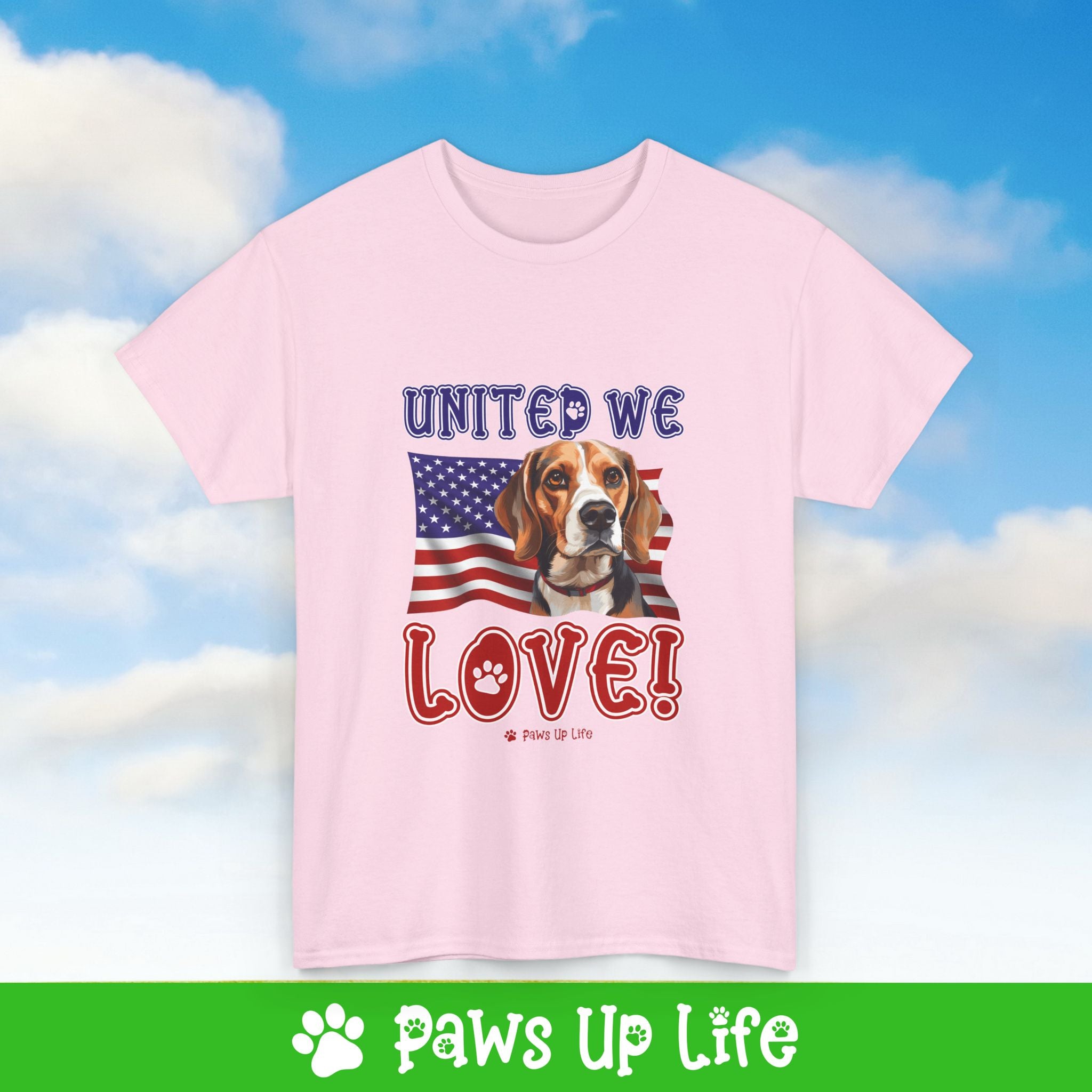 Beagle Dog United We Love Dog Tee, Shirt, Unisex Pet Lover Gift, Dog Mom Dad Tshirt, Animal Rescue Advocate, Cute Puppy Graphic Top Classic Collar | Paws Up Life, LLC