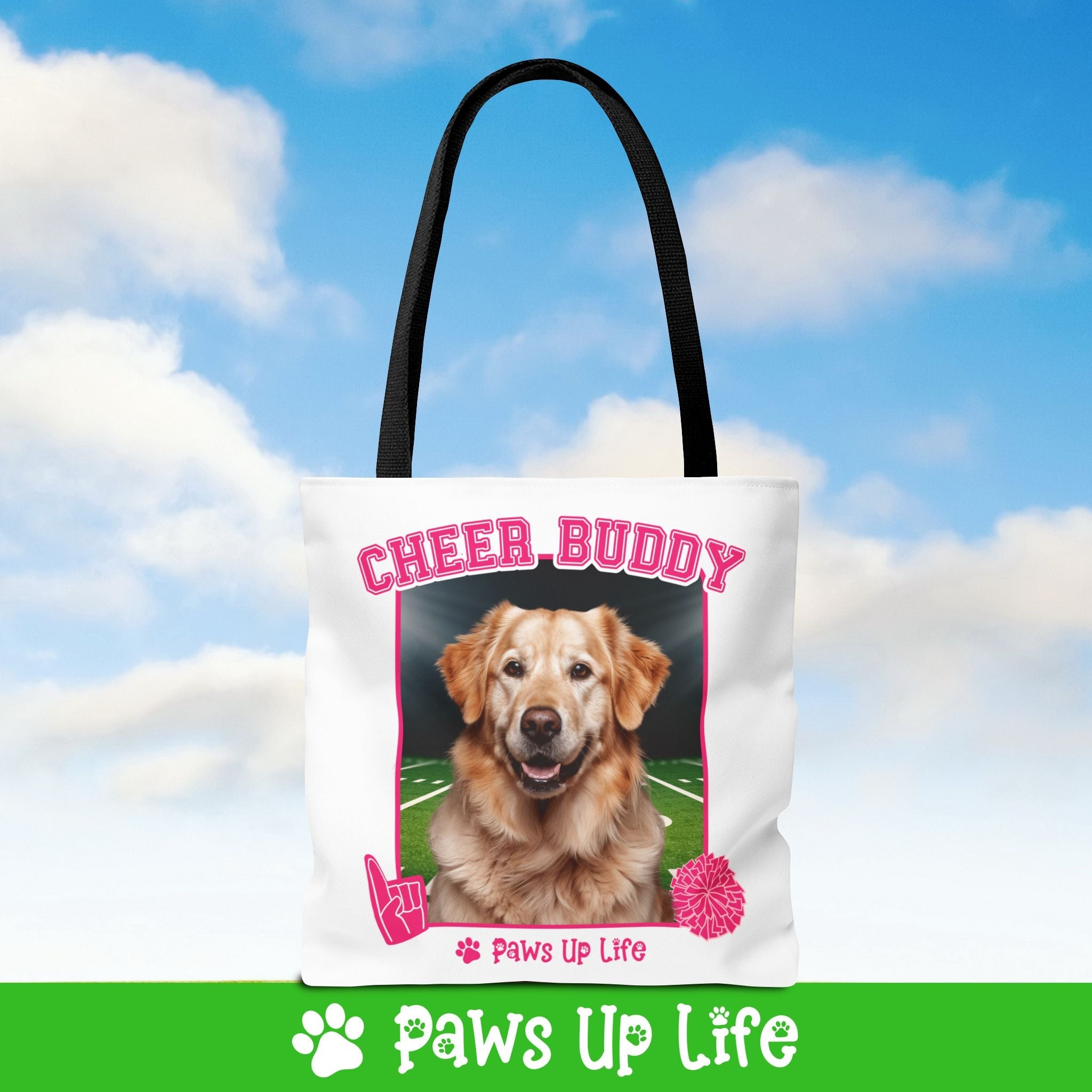 Golden Retriever Football Cheer Buddy Tote Bag - Choose from 3 Sizes | Paws Up Life, LLC