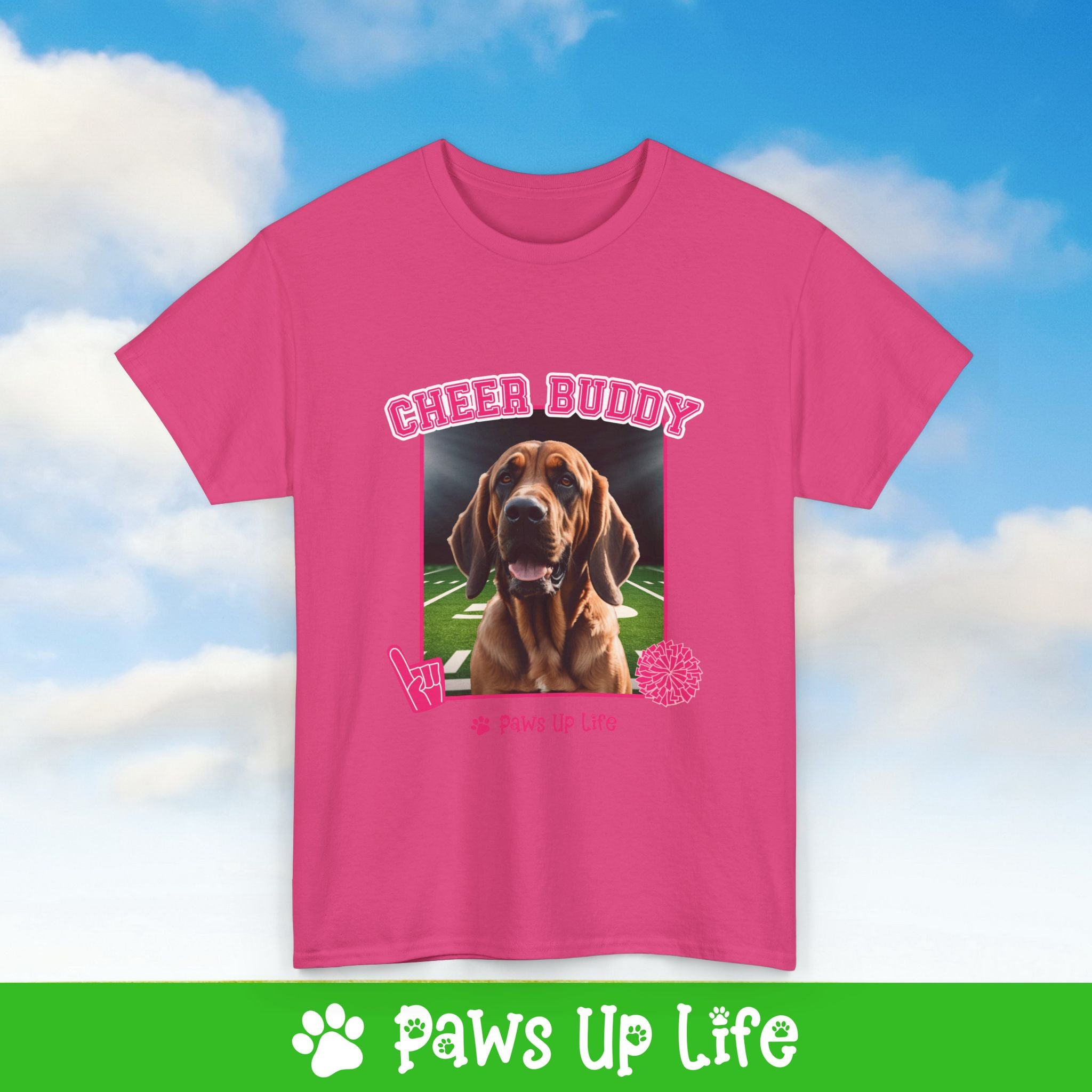 Bloodhound Football Cheer Buddy Cheerleading Dog Tee, Shirt, Unisex Pet Lover Gift, Dog Mom Dad Tshirt, Animal Rescue Advocate, Cute Puppy Graphic Top Classic Collar | Paws Up Life, LLC