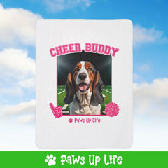 Bassett Hound Cheer Buddy Cheerleading Dog Fleece Sherpa Blanket - Perfect for Snuggling and Cozy Napping | Paws Up Life, LLC