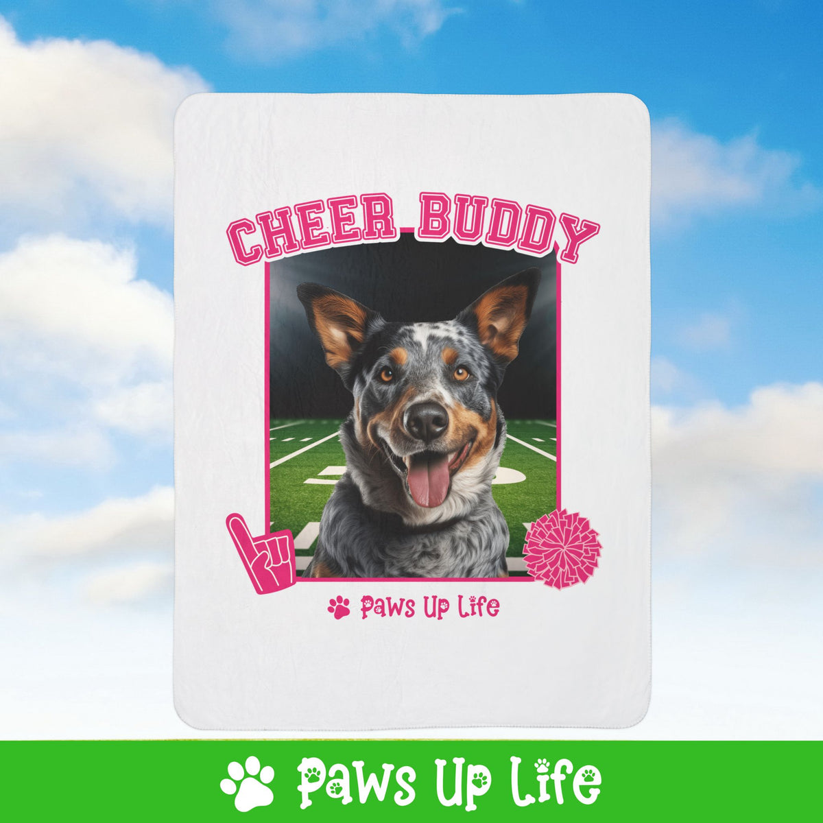 Australian Cattle Dog Cheer Buddy Cheerleading Dog Fleece Sherpa Blanket - Perfect for Snuggling and Cozy Napping | Paws Up Life, LLC