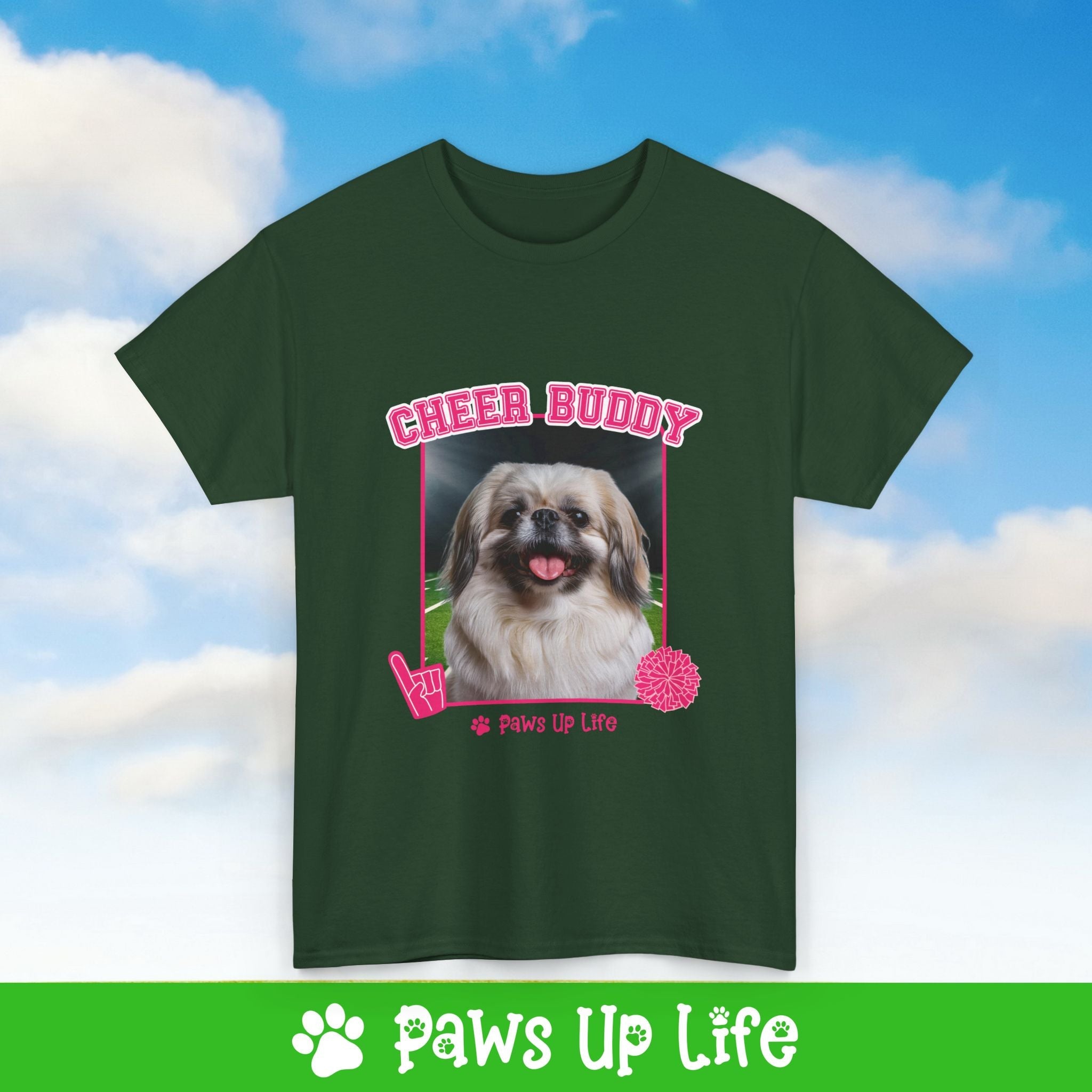 Pekinese Football Cheer Buddy Cheerleading Dog Tee, Shirt, Unisex Pet Lover Gift, Dog Mom Dad Tshirt, Animal Rescue Advocate, Cute Puppy Graphic Top Classic Collar