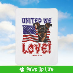 Miniature Pinscher Dog United We Love Fleece Sherpa Blanket - Perfect for Snuggling and Cozy Napping | Paws Up Life, LLC