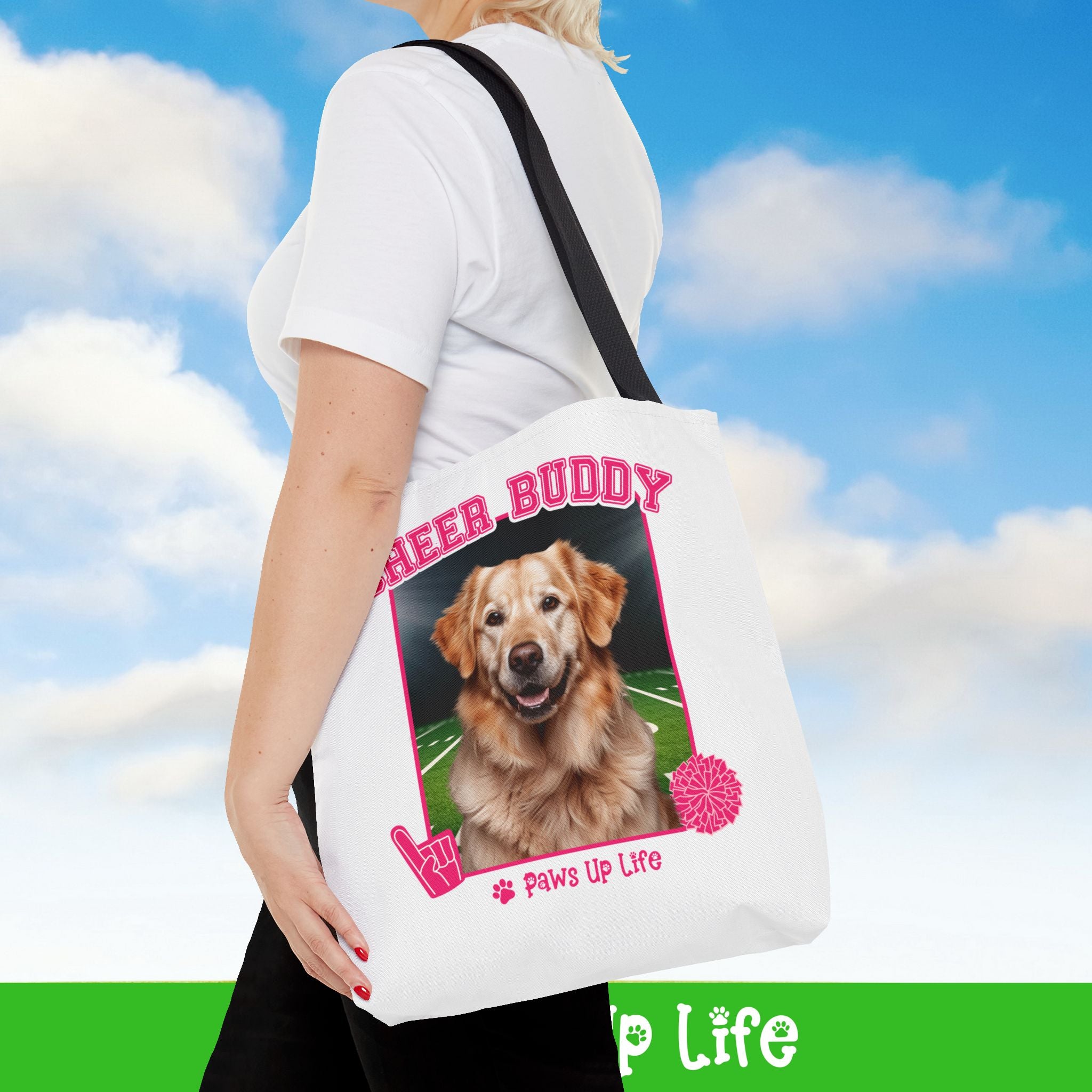 Golden Retriever Football Cheer Buddy Tote Bag - Choose from 3 Sizes | Paws Up Life, LLC