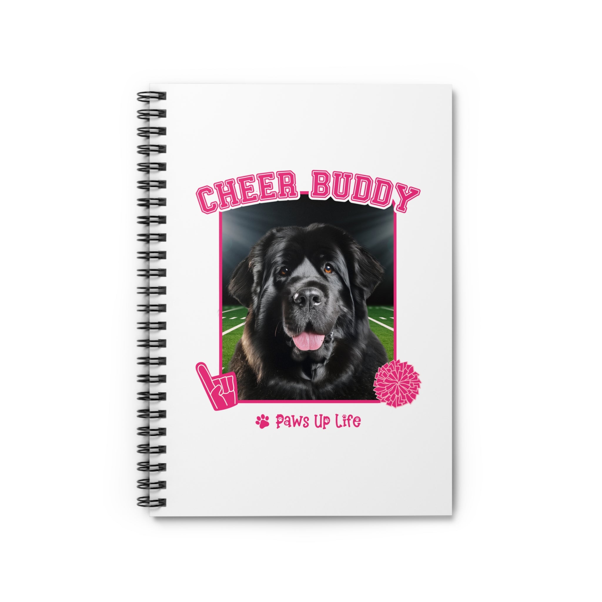 Newfoundland Football Cheer Buddy Cheerleading Dog Spiral Notebook for Office and Home - Ruled Line | Paws Up Life, LLC