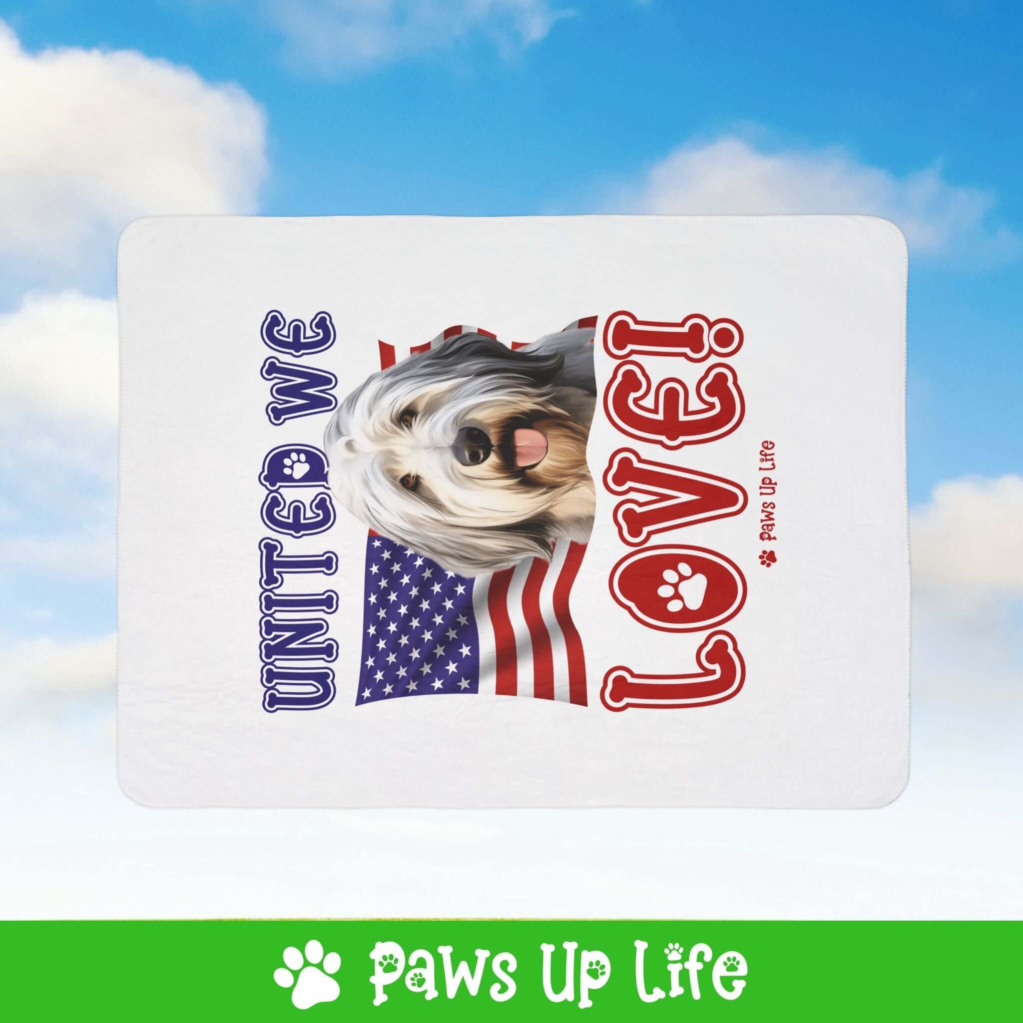 Old English Sheepdog Dog United We Love Fleece Sherpa Blanket - Perfect for Snuggling and Cozy Napping | Paws Up Life, LLC