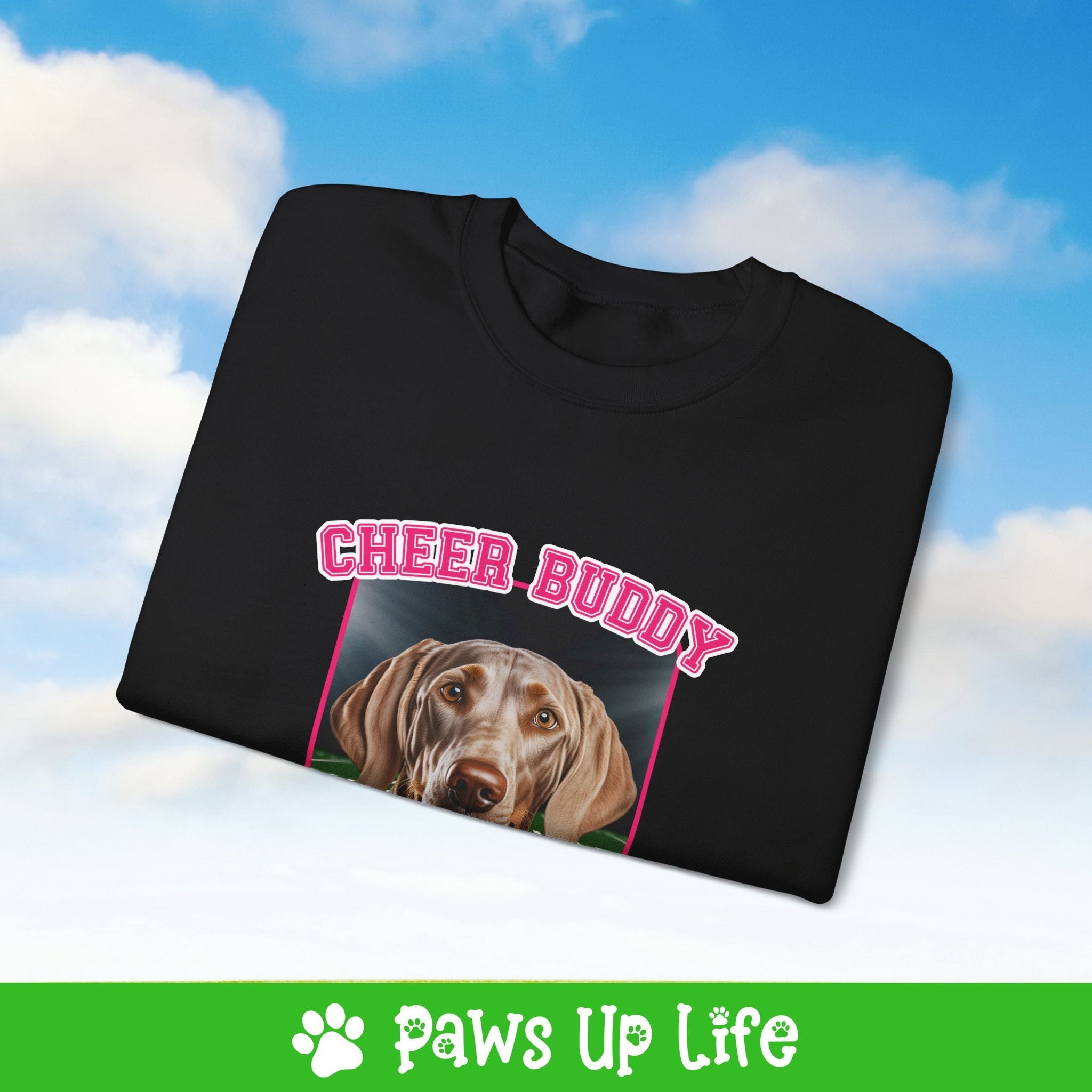 Weimaraner Football Cheer Buddy Cheerleading Dog Crewneck Sweatshirt, Unisex Gift for Animal Lovers, Dog Mom Dad Sweatshirt, Cute Dog Lover Apparel, Fun Pet | Paws Up Life, LLC