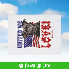 "United We Love" Staffordshire Bull Terrier Patriotic Fleece Sherpa Blanket - Perfect for Snuggling and Cozy Napping | Paws Up Life, LLC