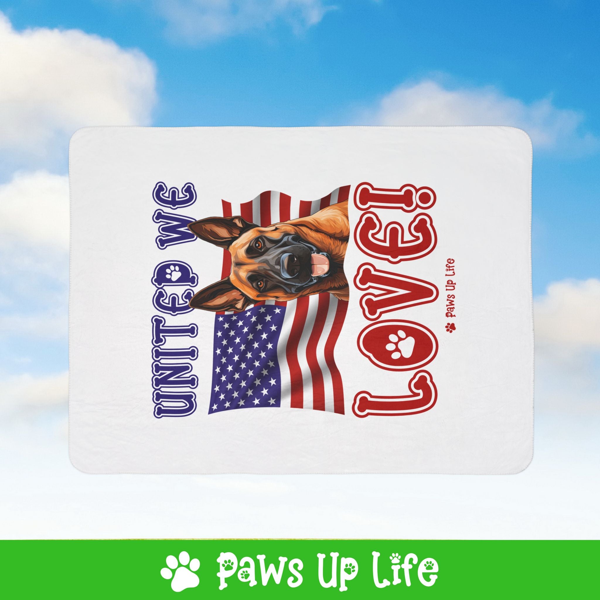 Belgian Malinois Dog United We Love Fleece Sherpa Blanket - Perfect for Snuggling and Cozy Napping | Paws Up Life, LLC