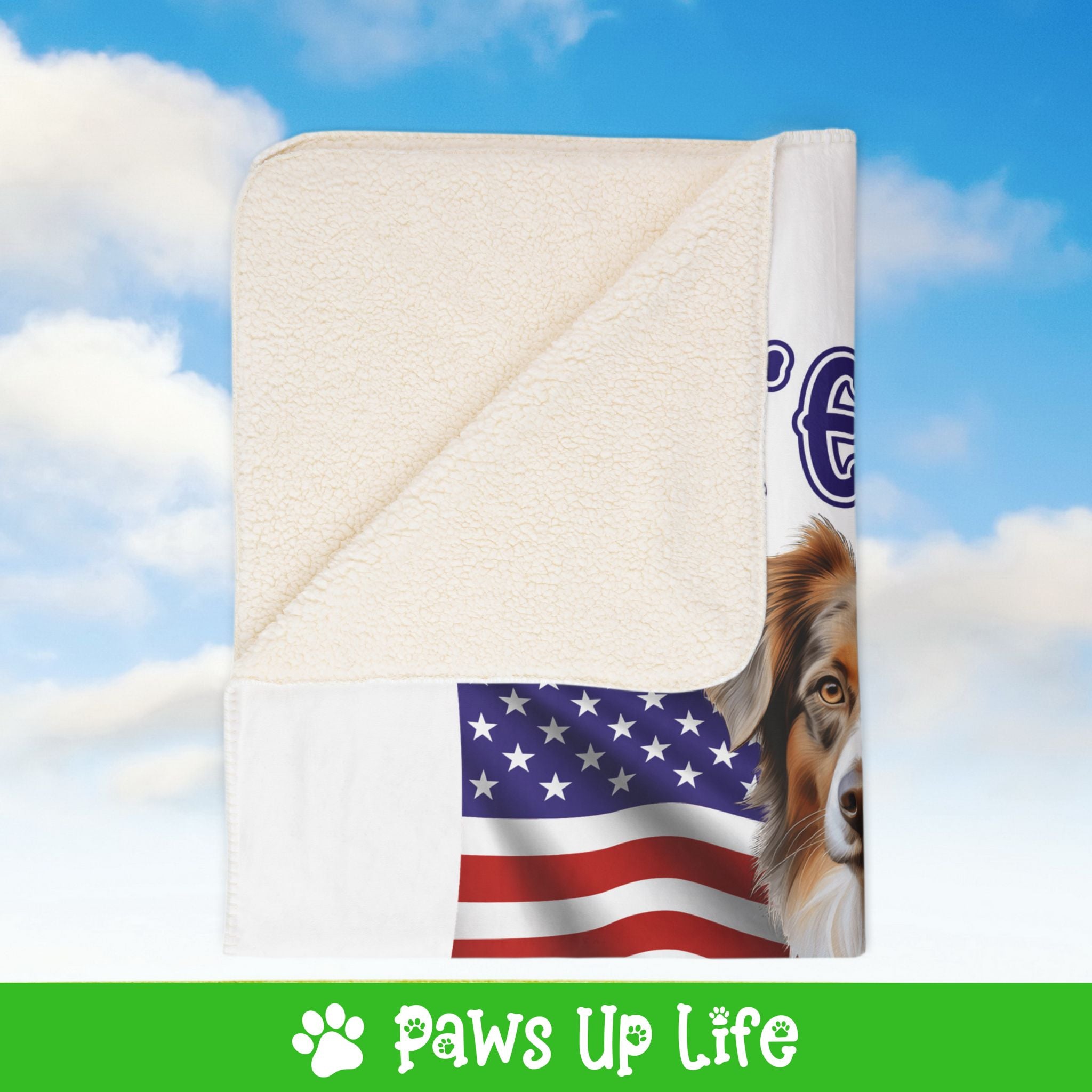 Australian Shepherd Dog United We Love Fleece Sherpa Blanket - Perfect for Snuggling and Cozy Napping