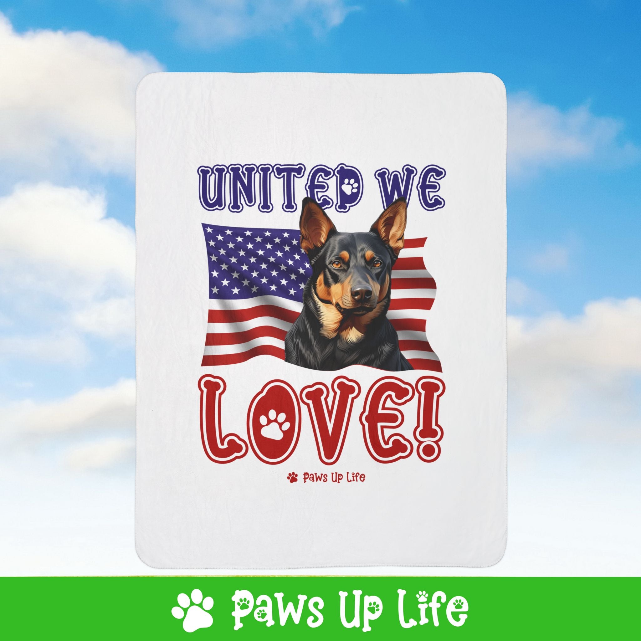 Australian Kelpie Dog United We Love Fleece Sherpa Blanket - Perfect for Snuggling and Cozy Napping | Paws Up Life, LLC