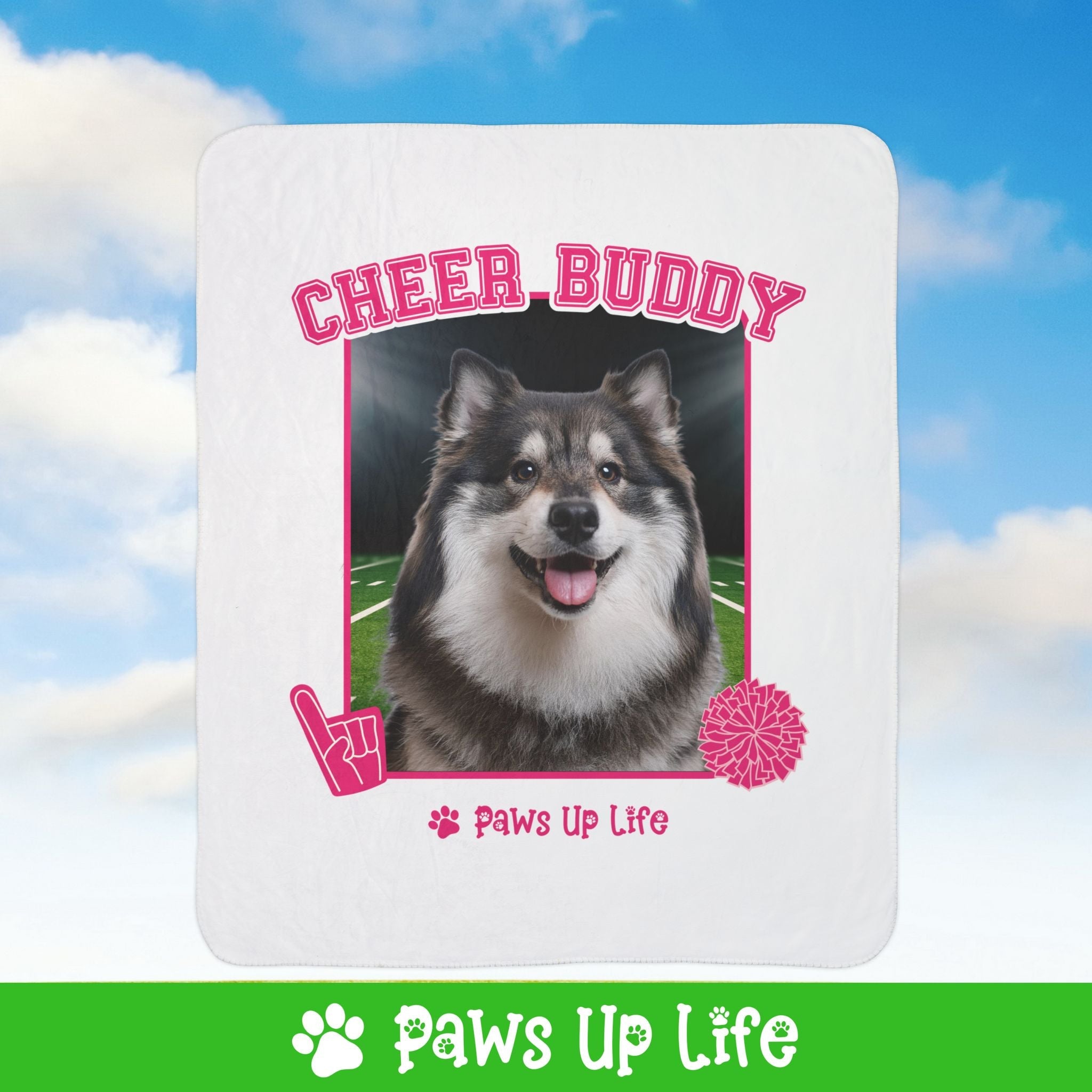 Finnish Lapphund Football Cheer Buddy Cheerleading Dog Fleece Sherpa Blanket - Perfect for Snuggling and Cozy Napping | Paws Up Life, LLC