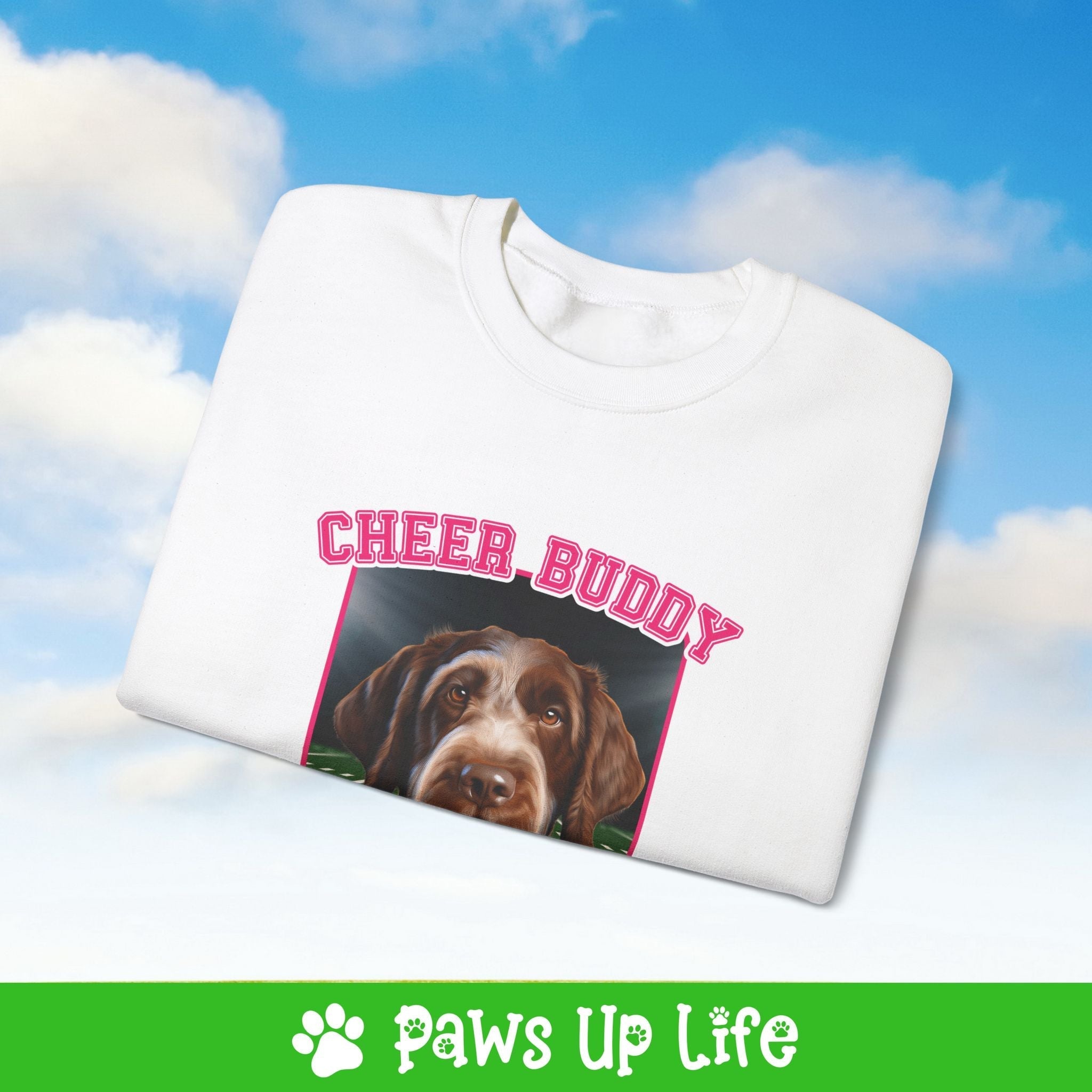 German Wirehaired Pointer Football Cheer Buddy Cheerleading Dog Crewneck Sweatshirt, Unisex Gift for Animal Lovers, Dog Mom Dad Sweatshirt, Cute Dog Lover Apparel, Fun Pet | Paws Up Life, LLC