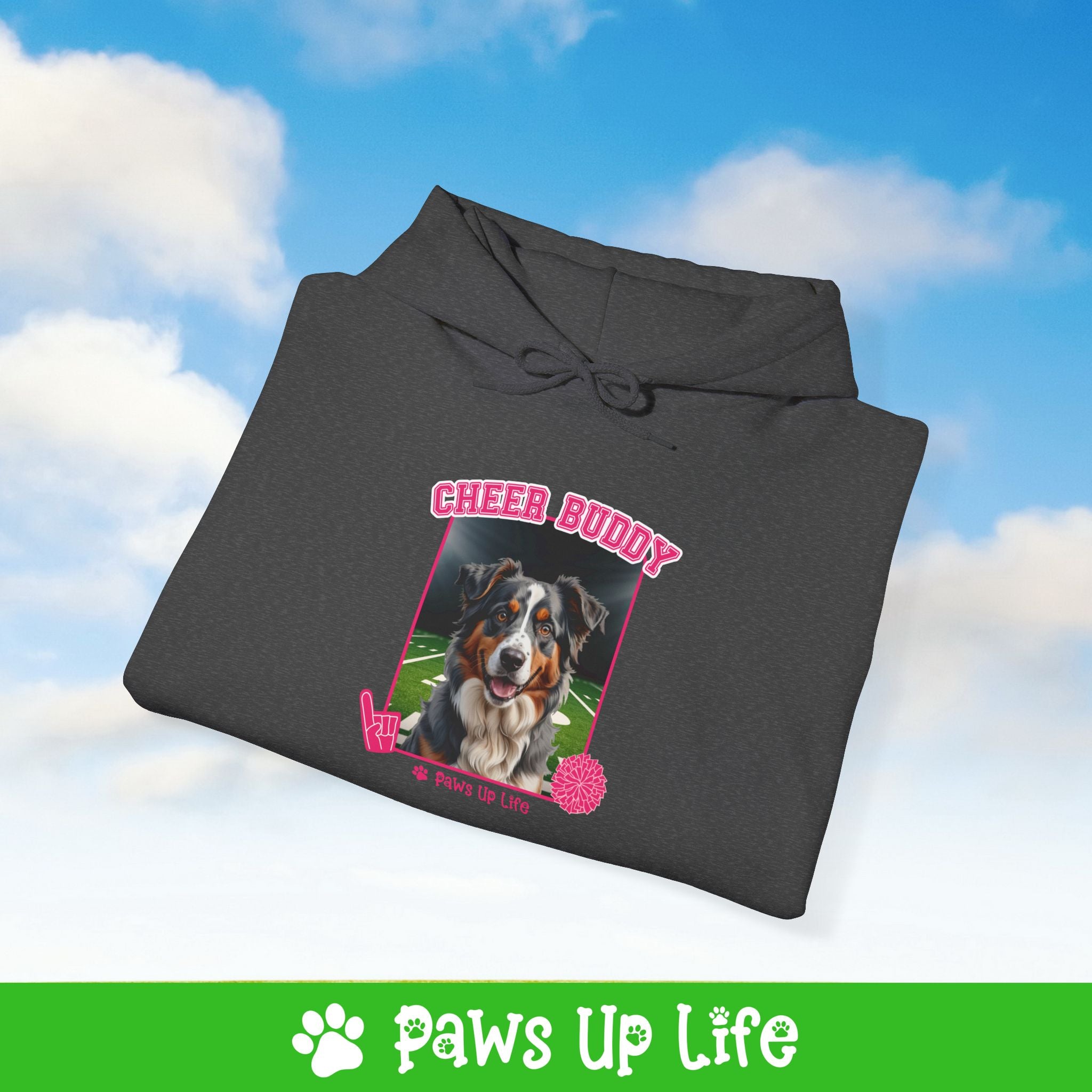 Australian Shepherd Cheer Buddy Cheerleading Dog Unisex Hoodie Hooded Sweatshirt Classic Comfy Cotton | Paws Up Life, LLC