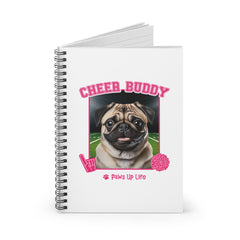 Pug Football Cheer Buddy Cheerleading Dog Spiral Notebook for Office and Home - Ruled Line | Paws Up Life, LLC