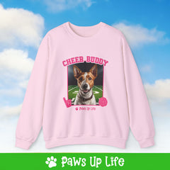 Fox Terrier Football Cheer Buddy Cheerleading Dog Crewneck Sweatshirt, Unisex Gift for Animal Lovers, Dog Mom Dad Sweatshirt, Cute Dog Lover Apparel, Fun Pet | Paws Up Life, LLC