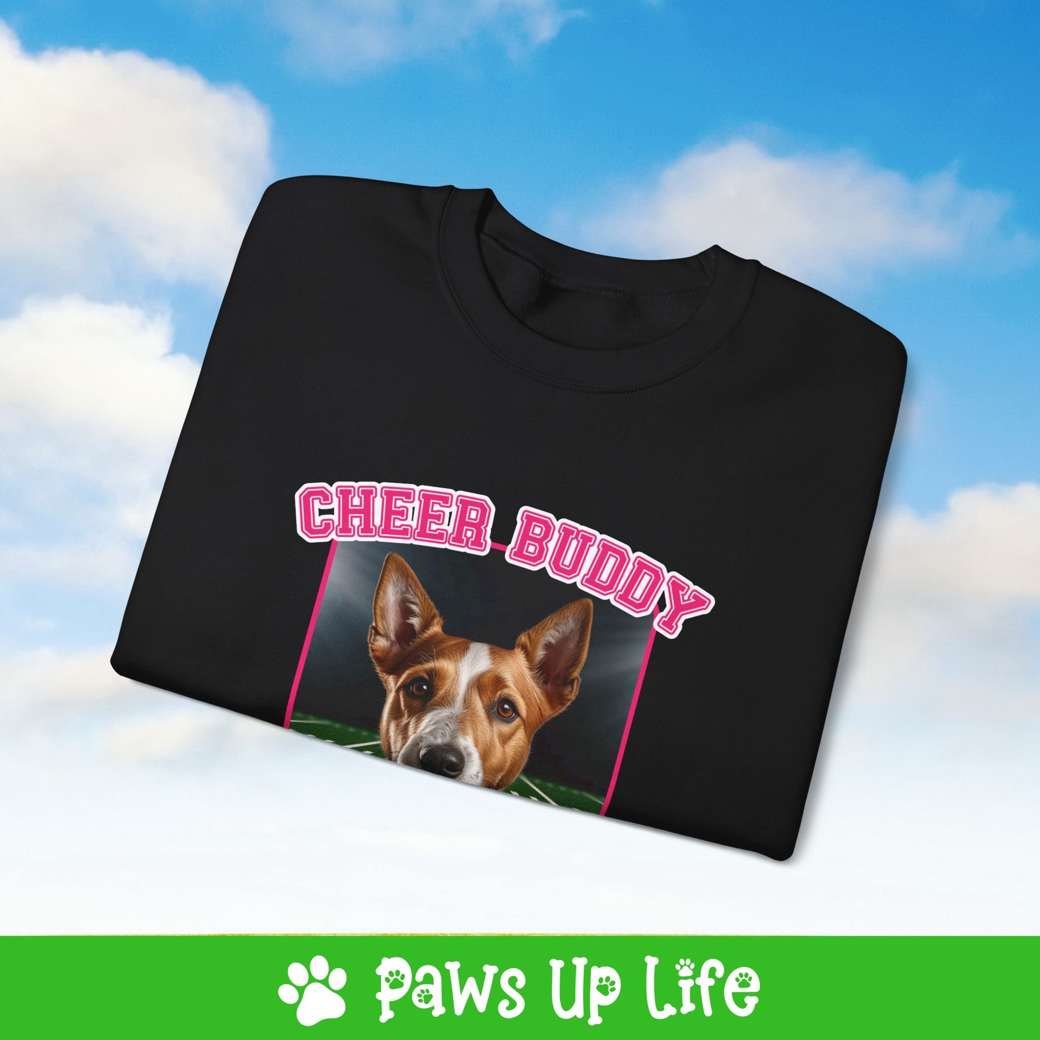 Fox Terrier Football Cheer Buddy Cheerleading Dog Crewneck Sweatshirt, Unisex Gift for Animal Lovers, Dog Mom Dad Sweatshirt, Cute Dog Lover Apparel, Fun Pet | Paws Up Life, LLC